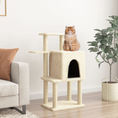 VidaXL Kattenmeubel met sisal krabpalen 97 cm crèmekleurig