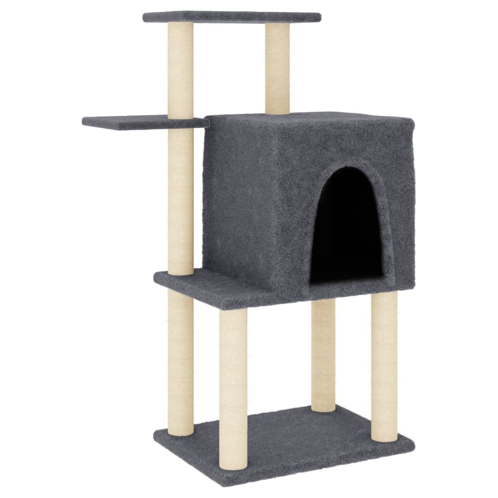 Muebles de gato de Vidaxl con postes de rascado de sisal 97 cm de gris oscuro