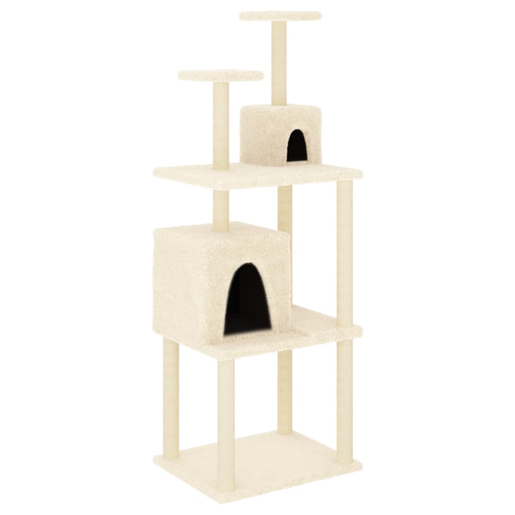 Muebles de gato de Vidaxl con postes de rascado de sisal 167 cm de crema