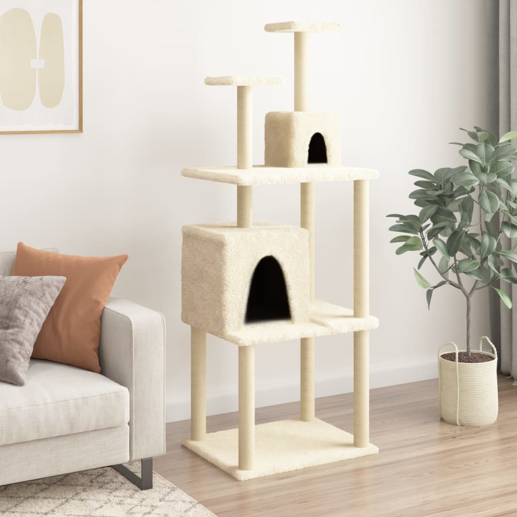Muebles de gato de Vidaxl con postes de rascado de sisal 167 cm de crema