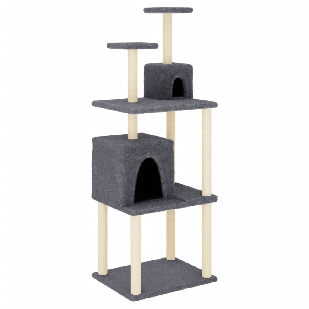 Muebles de gato de Vidaxl con postes de rascado de sisal 167 cm de gris oscuro