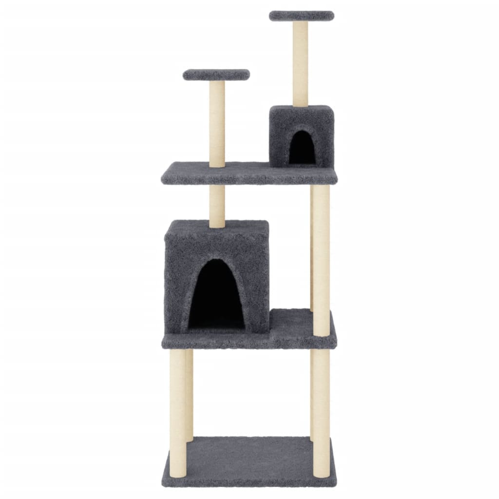 Muebles de gato de Vidaxl con postes de rascado de sisal 167 cm de gris oscuro