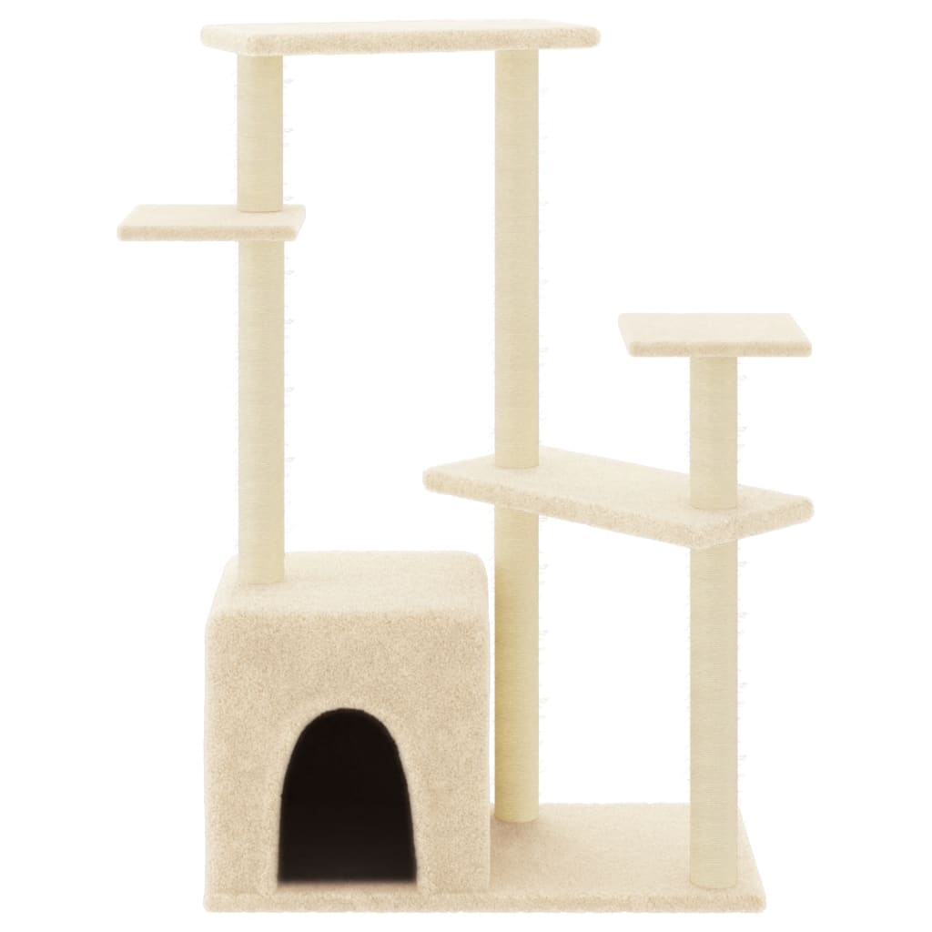 VidaXL Kattenmeubel met sisal krabpalen 107,5 cm crèmekleurig