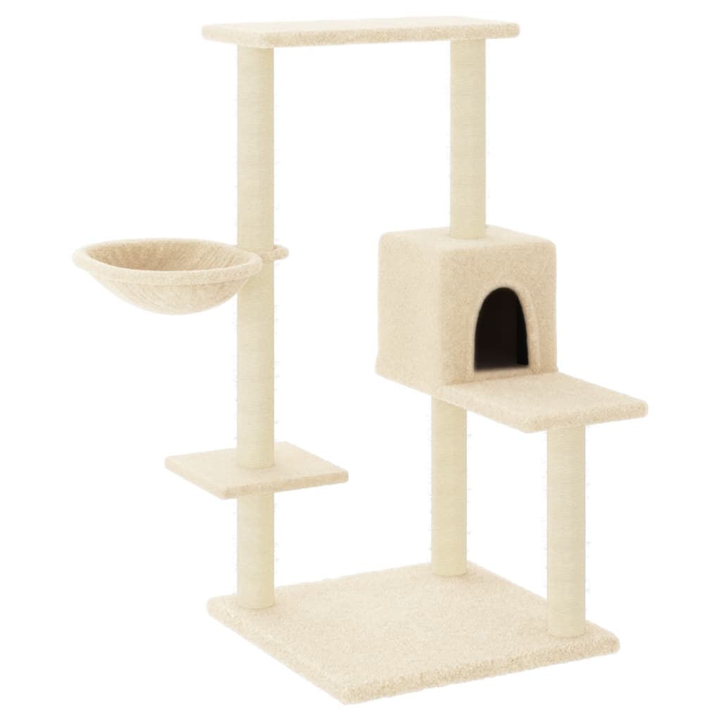 VidaXL Kattenmeubel met sisal krabpalen 95 cm crèmekleurig