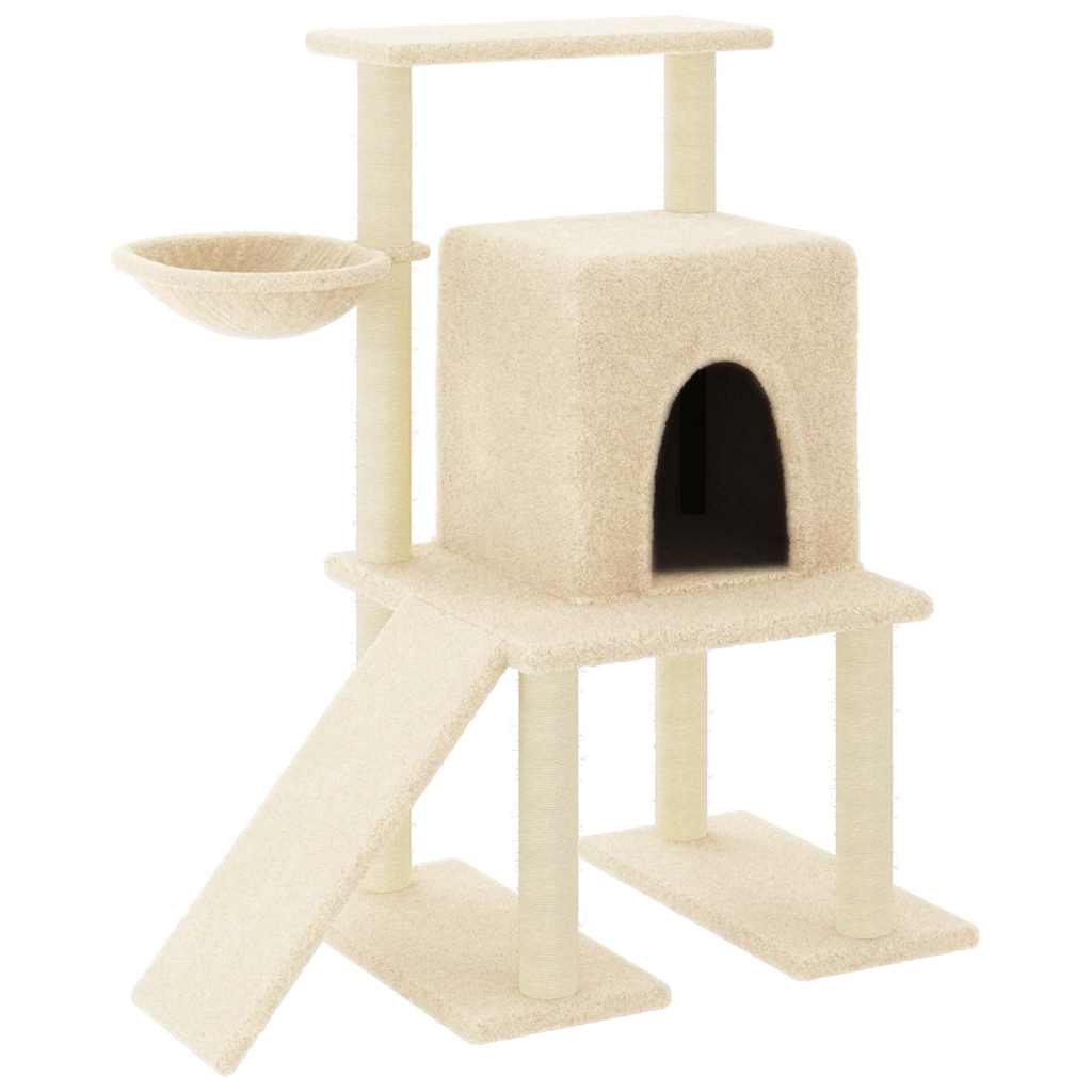 Muebles de gato de Vidaxl con postes de rascado de sisal 96.5 cm de crema