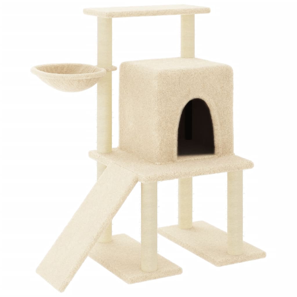 Muebles de gato de Vidaxl con postes de rascado de sisal 96.5 cm de crema