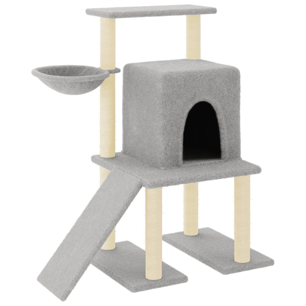 Muebles de gato de Vidaxl con postes de rascado de sisal 96.5 cm de gris claro