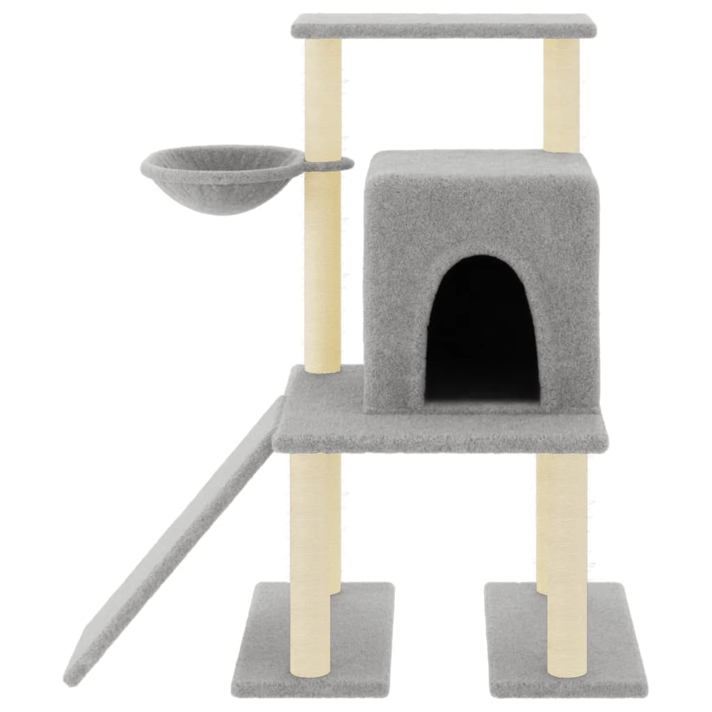 Muebles de gato de Vidaxl con postes de rascado de sisal 96.5 cm de gris claro