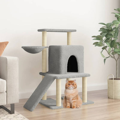 Muebles de gato de Vidaxl con postes de rascado de sisal 96.5 cm de gris claro