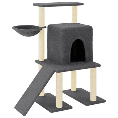 Muebles de gato de Vidaxl con postes de rascado de sisal 96.5 cm de gris oscuro