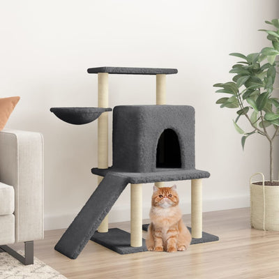 Muebles de gato de Vidaxl con postes de rascado de sisal 96.5 cm de gris oscuro