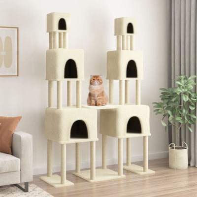 Muebles de gato de Vidaxl con postes de rascado de sisal 199 cm de crema -cocinado