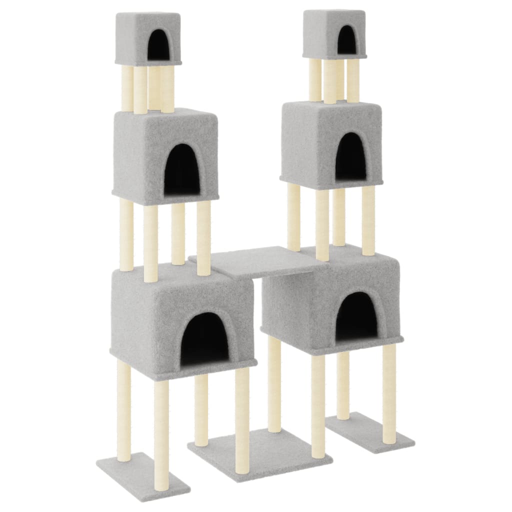 Muebles de gato de Vidaxl con postes de rascado de sisal 199 cm de gris claro