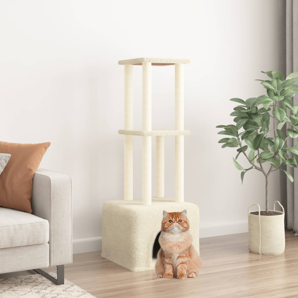 VidaXL Kattenmeubel met sisal krabpalen 133,5 cm crèmekleurig