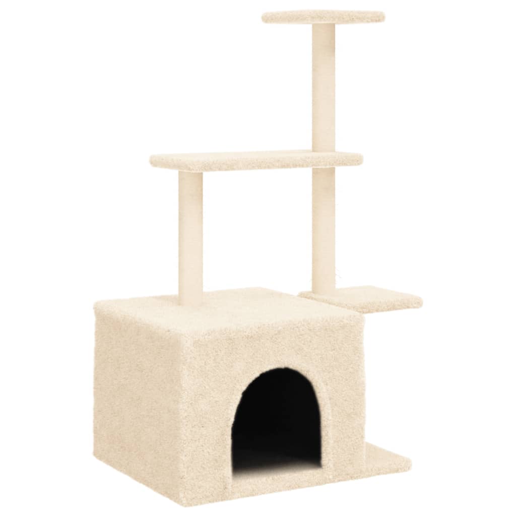 Muebles de gato de Vidaxl con postes de rascado de sisal 110 cm de crema
