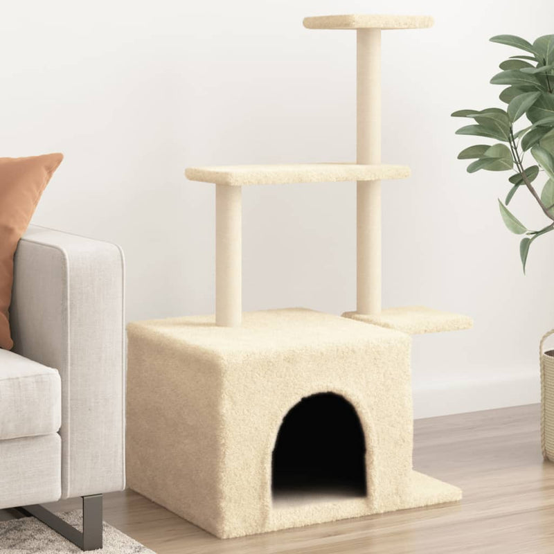 Muebles de gato de Vidaxl con postes de rascado de sisal 110 cm de crema