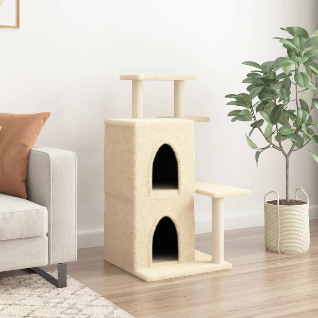 Muebles de gato de Vidaxl con postes de rascado de sisal 97 cm de crema