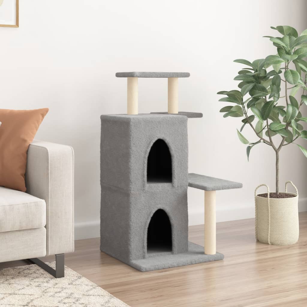 Muebles de gato de Vidaxl con postes de rascado de sisal 97 cm de gris claro