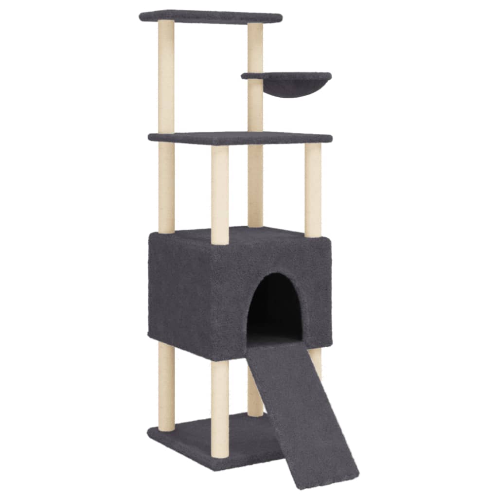 Muebles de gato de Vidaxl con postes de rascado de sisal 153 cm de gris oscuro