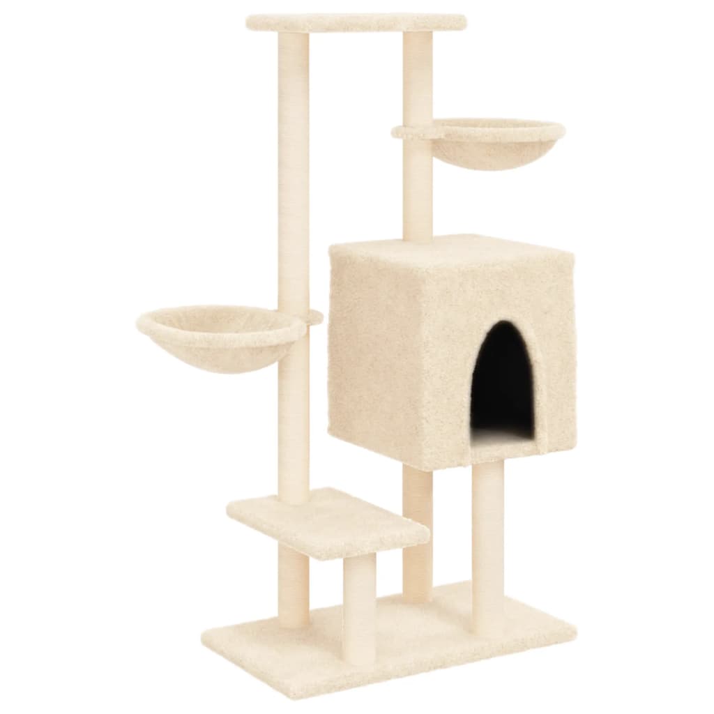 Muebles de gato de Vidaxl con postes de rascado de sisal 117 cm de crema