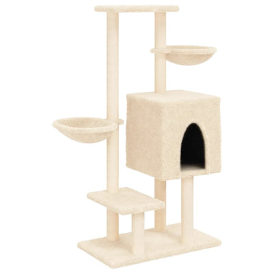 Muebles de gato de Vidaxl con postes de rascado de sisal 117 cm de crema