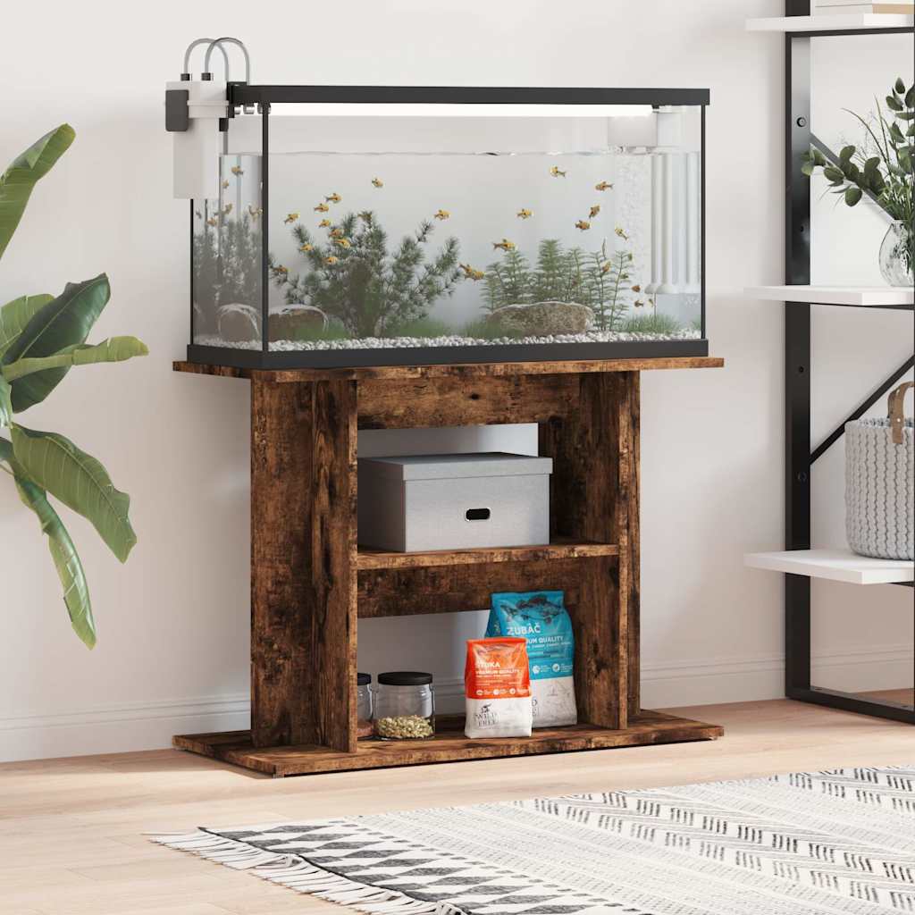 Vidaxl aquariumstandaard gerookt eikenhout 80x35x60 cm bewerkt hout