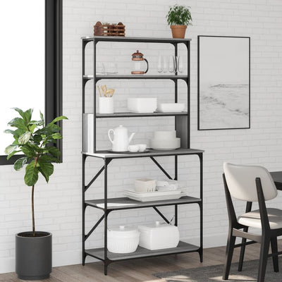 Vidaxl Bakkersrek a 6 strati 90x40x180 cm Oak Sonoma grigio in legno trasformato