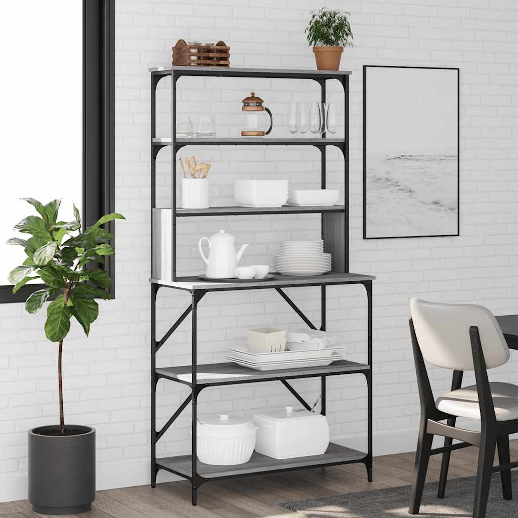 Vidaxl Bakkersrek de 6 capas 90x40x180 cm de madera procesada gris soma roble