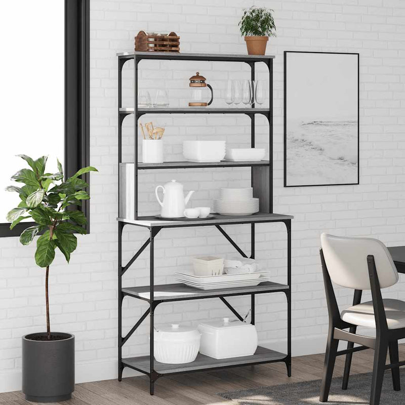 Vidaxl Bakkersrek de 6 capas 90x40x180 cm de madera procesada gris soma roble