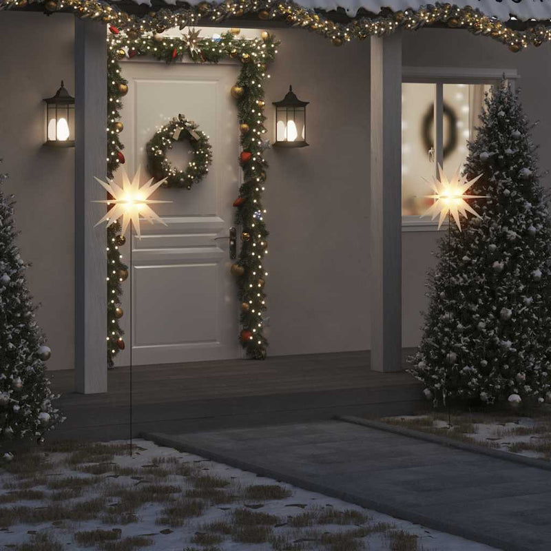 Lámpara de Navidad Vidaxl con pasador de tierra y LED plegable 57 cm blanco