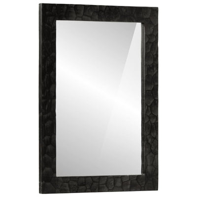 Vidaxl Mirror de baño 50x70x2.5 cm Madera de mango sólida y vidrio negro