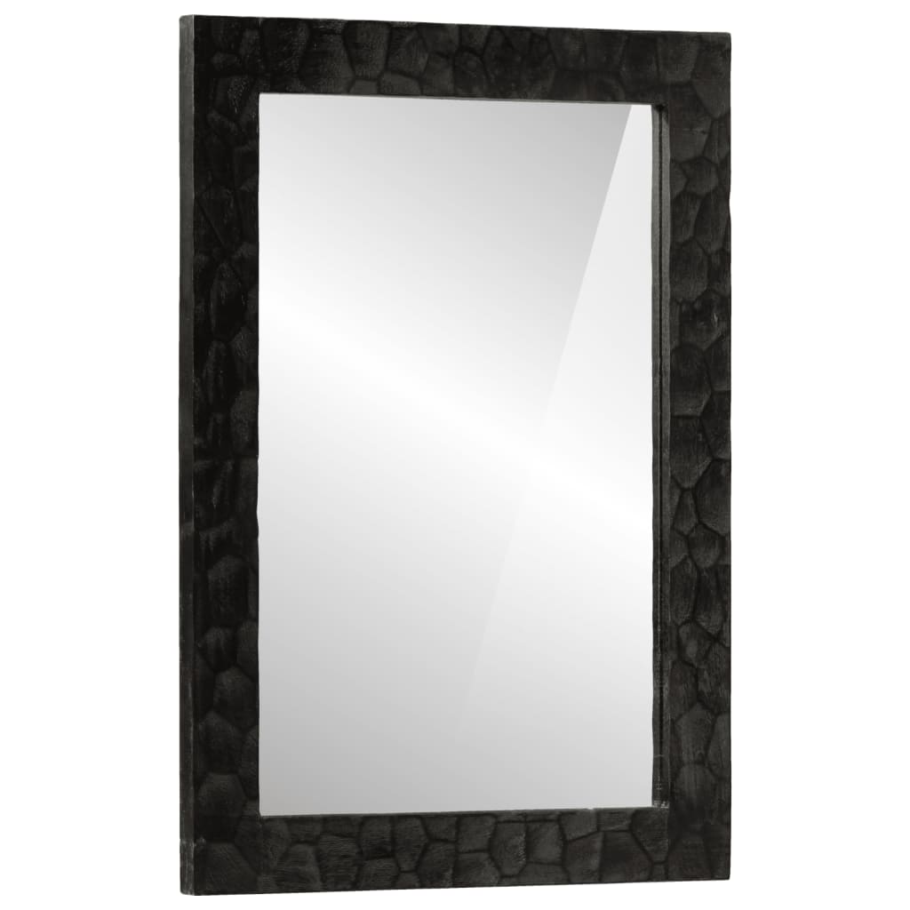 Vidaxl Specchio da bagno 50x70x2.5 cm Legno di mango solido e vetro nero