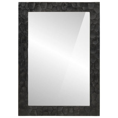 Vidaxl Mirror de baño 50x70x2.5 cm Madera de mango sólida y vidrio negro