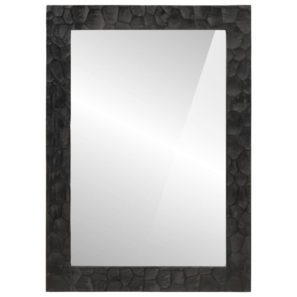Vidaxl Specchio da bagno 50x70x2.5 cm Legno di mango solido e vetro nero