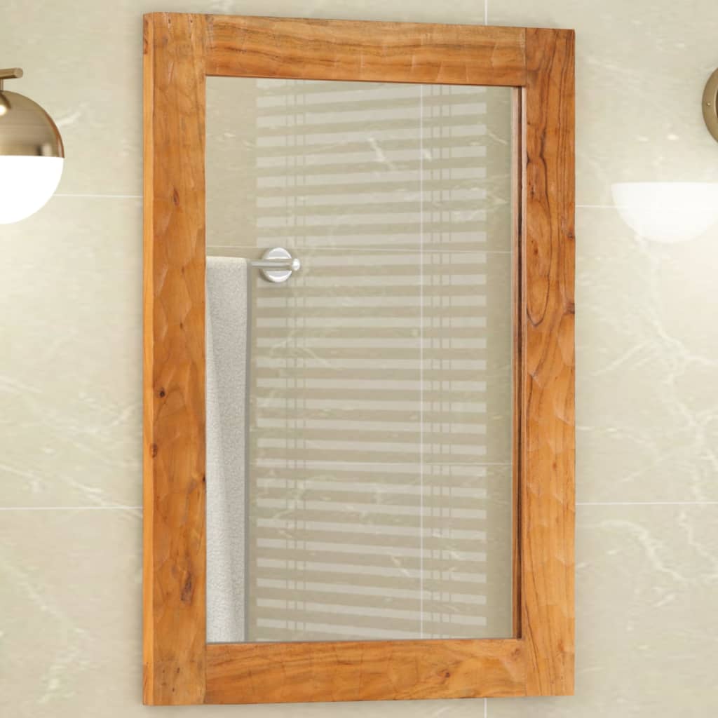 Specchio da bagno Vidaxl 50x70x2.5 cm Acacia solida e vetro