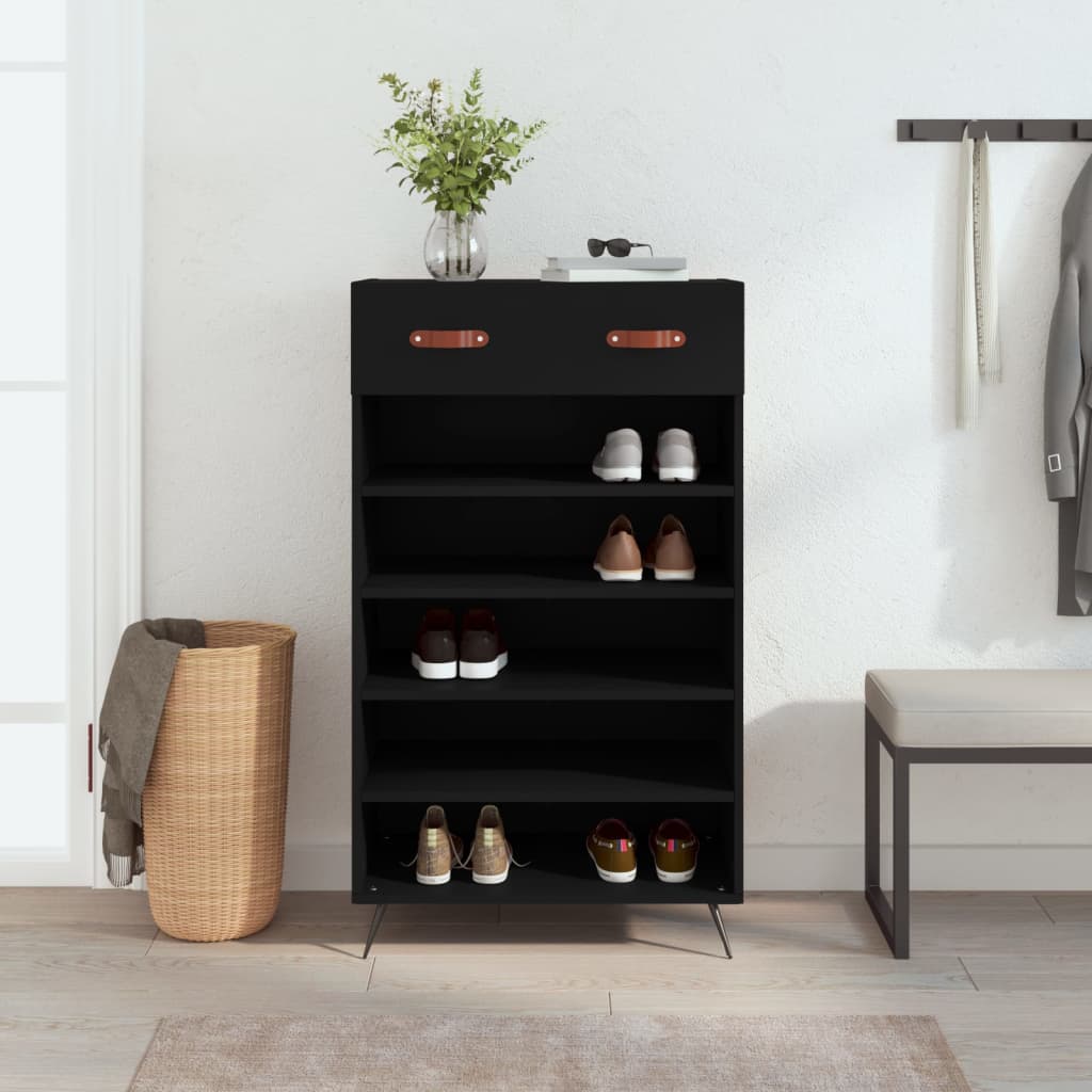 Vidaxx zapatero 60x35x105 cm acabado madera negro
