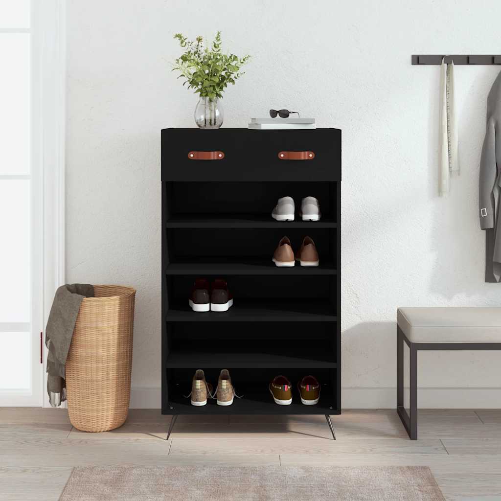 Vidaxx zapatero 60x35x105 cm acabado madera negro