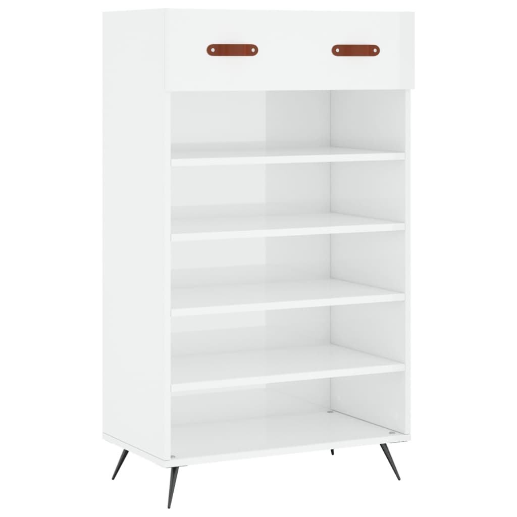 Vidaxx zapatero 60x35x105 cm acabado madera blanco brillo