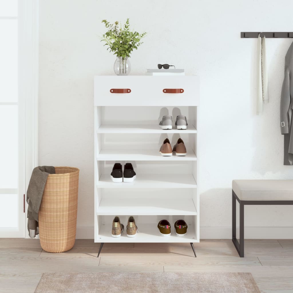 Vidaxx zapatero 60x35x105 cm acabado madera blanco brillo