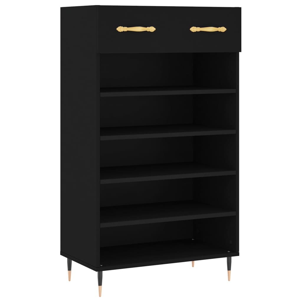 Scarpiera Vidaxx 60x35x105 cm rifinita in legno nero