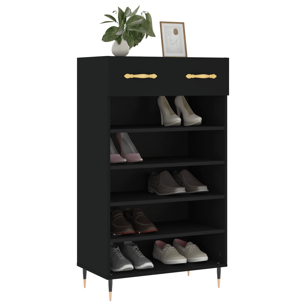 Scarpiera Vidaxx 60x35x105 cm rifinita in legno nero