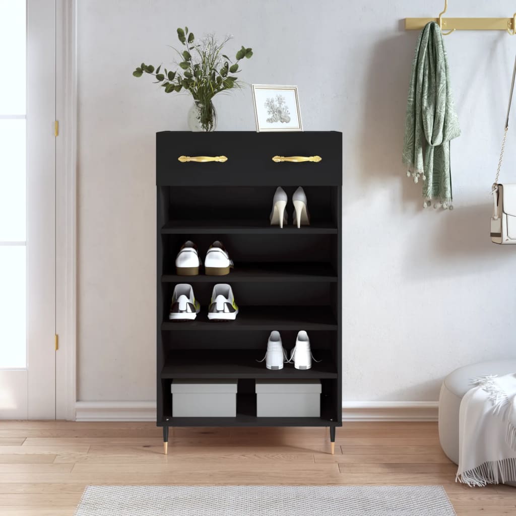 Scarpiera Vidaxx 60x35x105 cm rifinita in legno nero