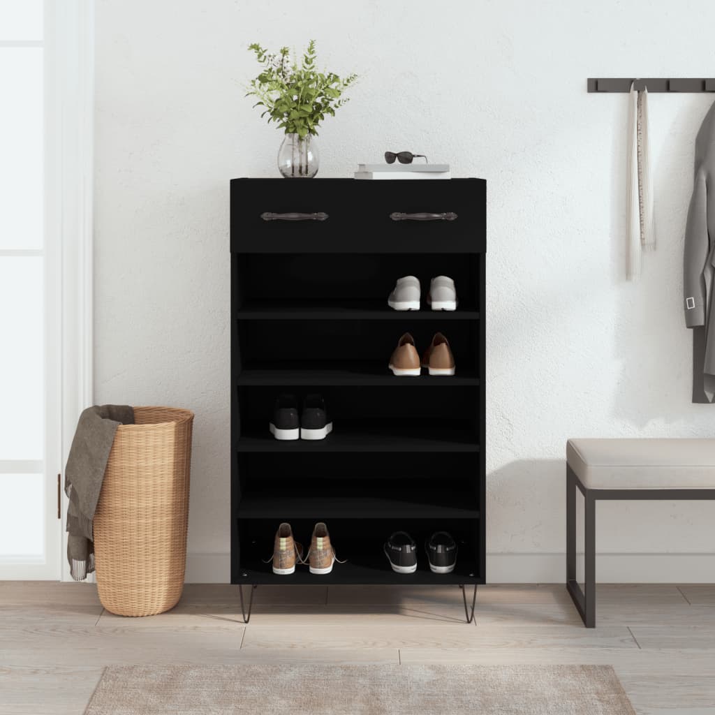 Vidaxx zapatero 60x35x105 cm acabado madera negro