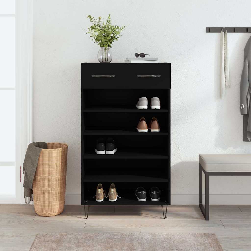 Vidaxx zapatero 60x35x105 cm acabado madera negro