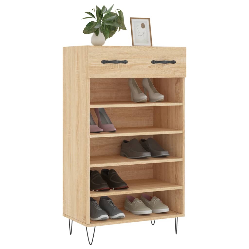 Vidaxx zapatero 60x35x105 cm de madera contrachapada color roble sonoma