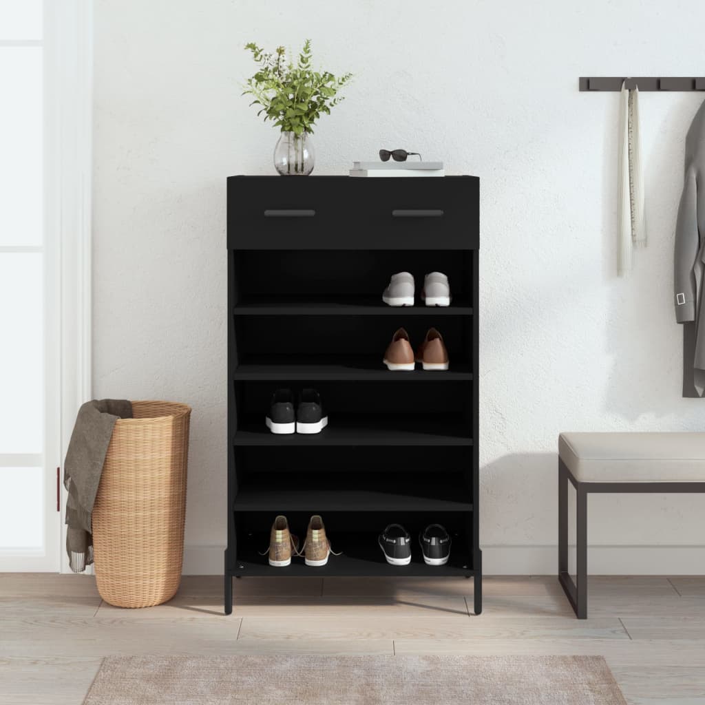 Scarpiera Vidaxx 60x35x105 cm rifinita in legno nero