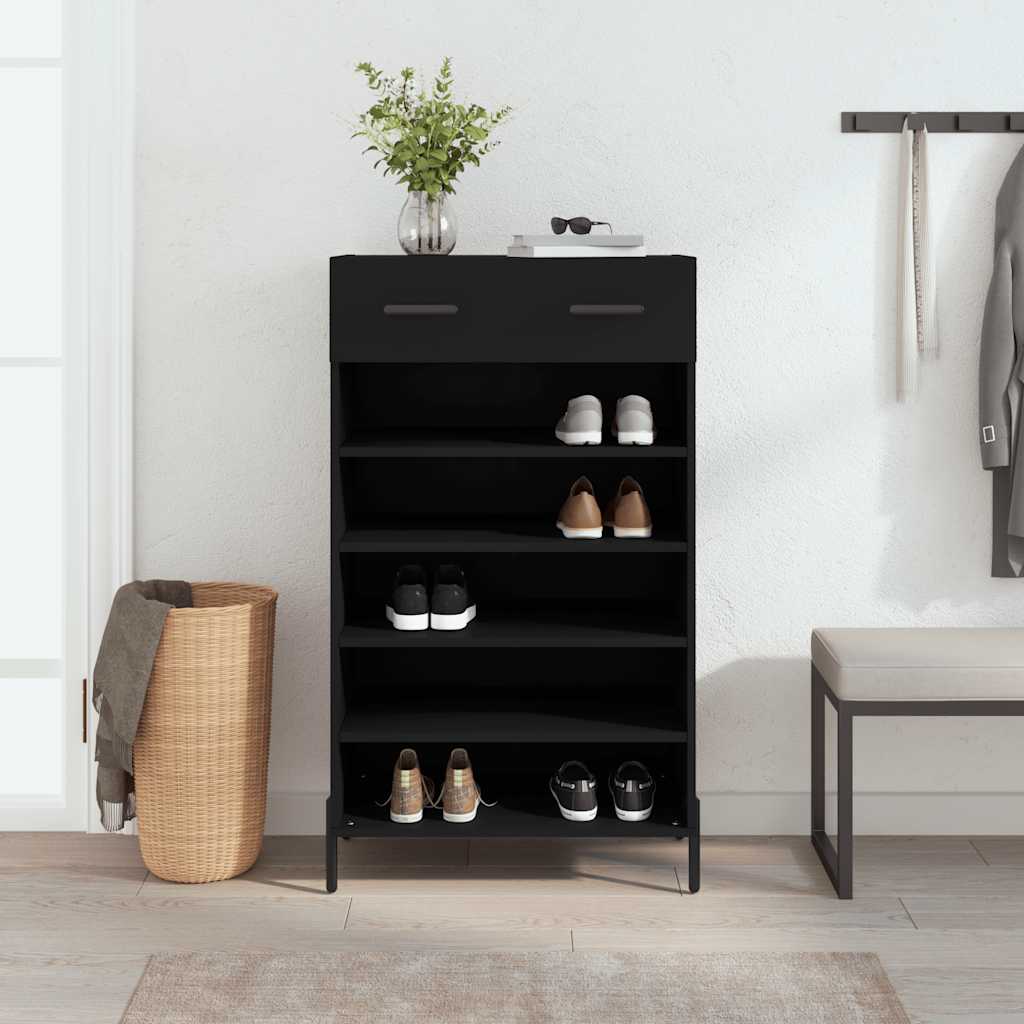 Vidaxx zapatero 60x35x105 cm acabado madera negro