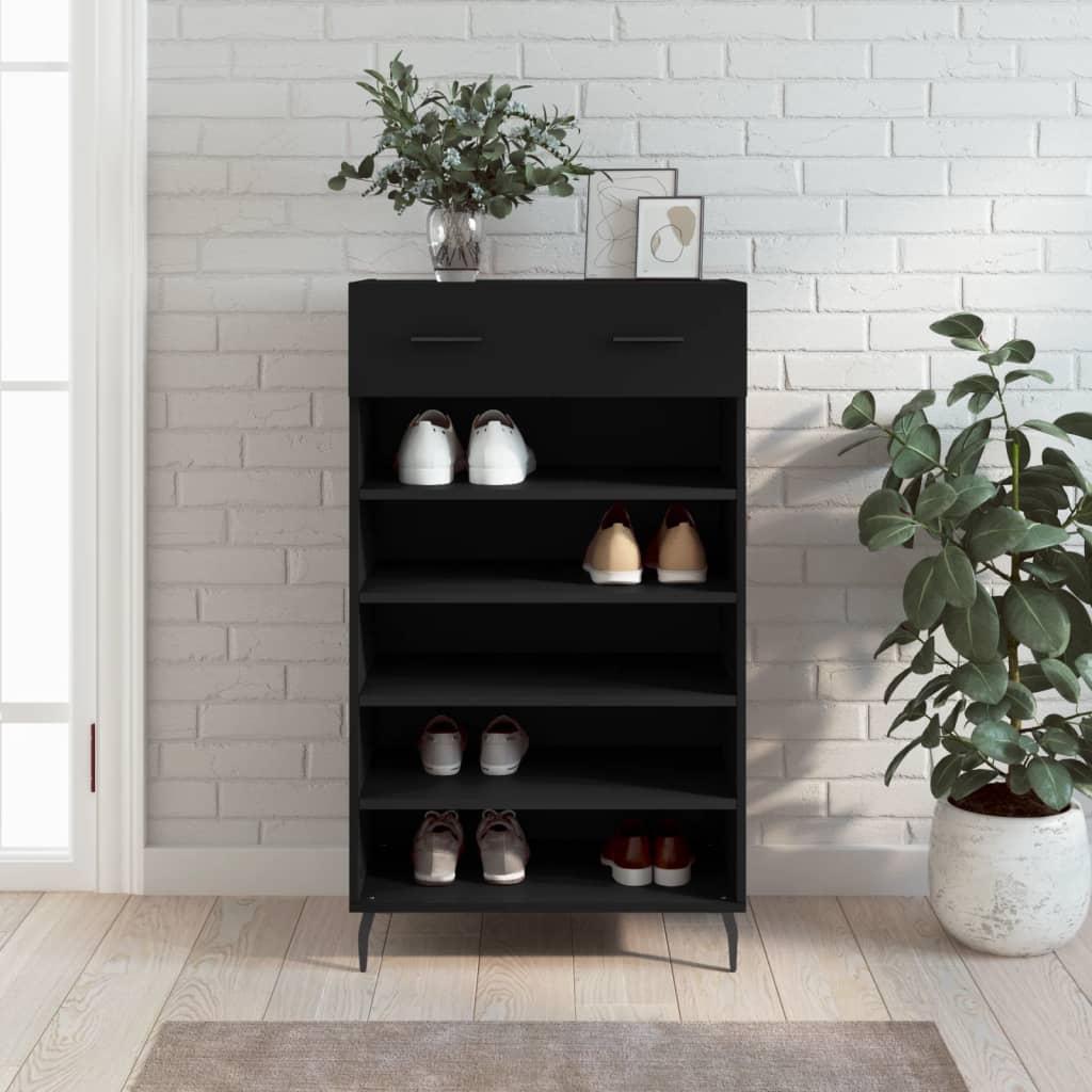 Scarpiera Vidaxx 60x35x105 cm rifinita in legno nero