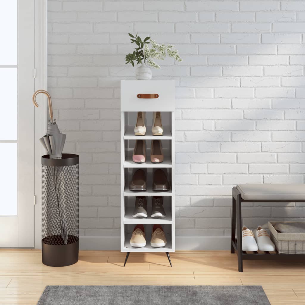 Vidaxx zapatero 30x35x105 cm acabado madera blanco brillo
