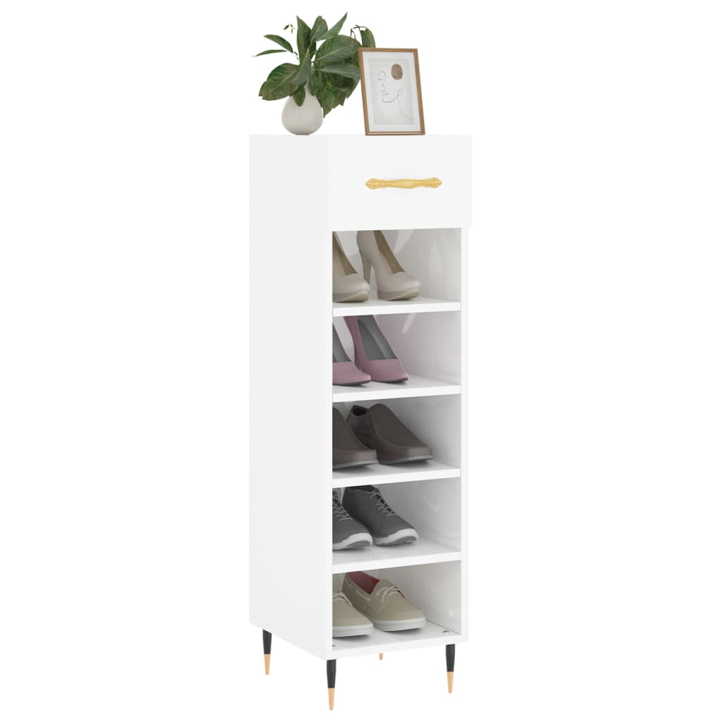 Scarpiera Vidaxx 30x35x105 cm rifinita in legno bianco lucido